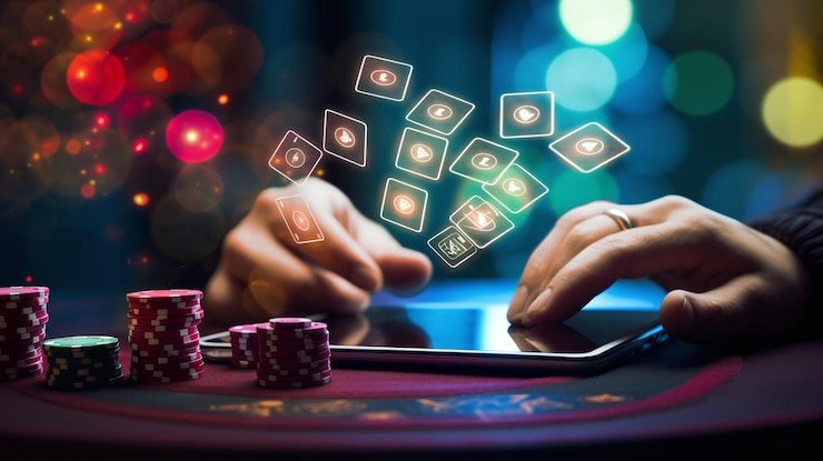 Meja permainan Bandar Ceme dengan dealer dan pemain di platform bangun4d